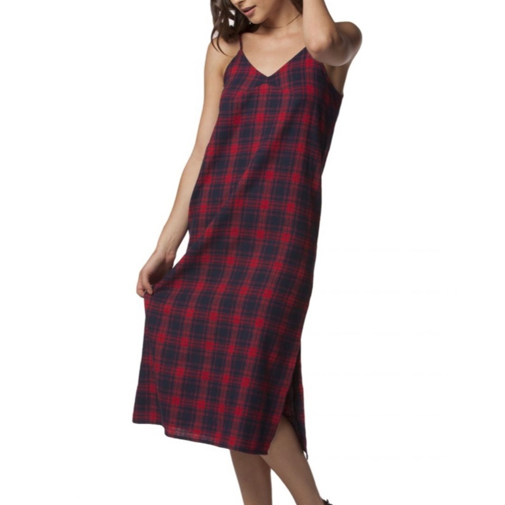 PPLA Red Plaid Midi Dress